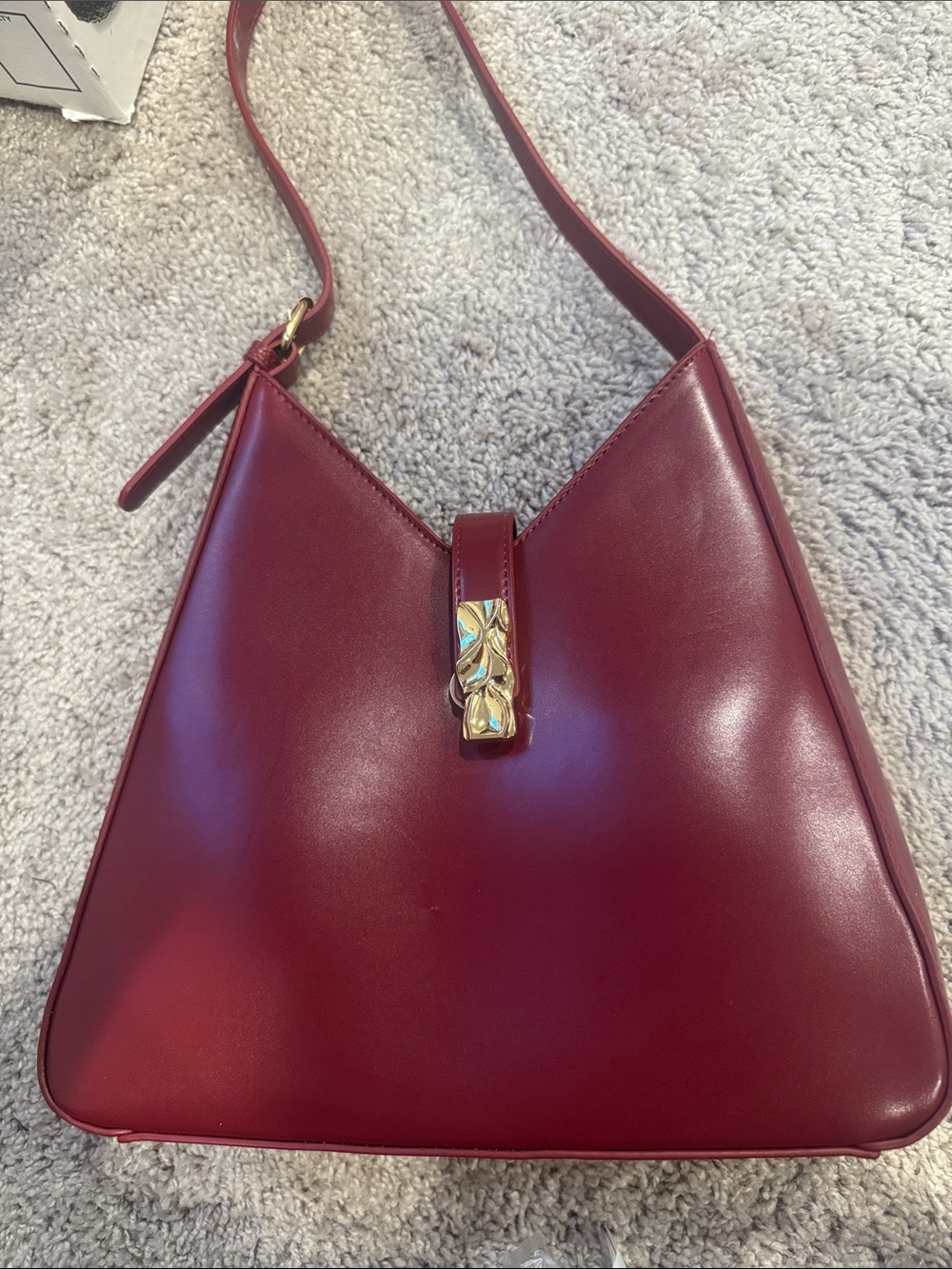 MOTF Women's Burgundy PU Leather Shoulder Bag with Gold Accent